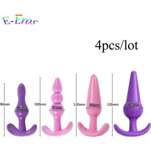 ORISSI 4PCS/Lot Silicone Anal Plug for Beginners Enjoy Anal Vaginal G-spot Prostate Stimulation Sex Toys for Women MEN Couples