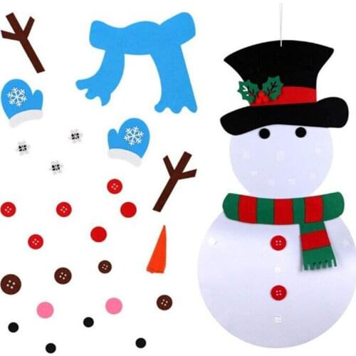 Snowman with Ornaments DIY Crafts Toys Felt Christmas Tree Fake Christmas Tree Kids Toy Christmas Party Decoration New Year 2021