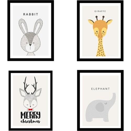 Three Ratels QMH42 Nordic style cartoon animals art wall stickers for kids bedroom home decoration living room