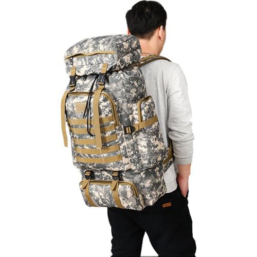 80L Waterproof Molle Camo Tactical Backpack Military Army Hiking Camping Backpack Travel Rucksack Outdoor Sports Climbing Bag