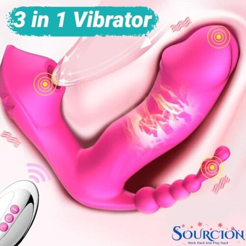 Sourcion Sucking Vibrator 7 Mode Vibrating Sucker Anal Vagina Clitoris Stimulator Wearable Oral Suction Erotic Sex Toy for Women