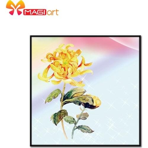 Cross stitch kits Embroidery needlework sets 11CT water soluble canvas patterns 14CT Floral style Yellow daisy-NCMF187