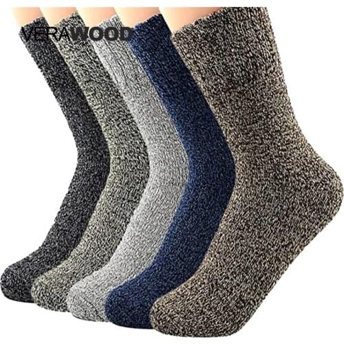 5 Pair Thick Warm Socks Wool Winter Men Sock High Quality Harajuku Retro Snow Casual Antifreeze Calcetines Hombre Socks