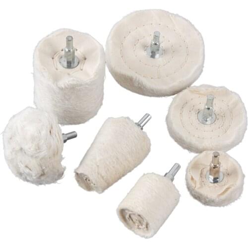 1pc 2''/3''/4'' Cotton Polishing Buffing Wheel White Flannelette Cone/Column/Mushroom/T-Shaped Grinding Head For Drill