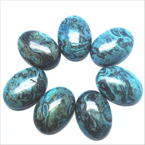 10pcs Nature Semi precious stone cabochons chinese Labradorite blue jasperrs stone for metal pendants metal base 18x25mm