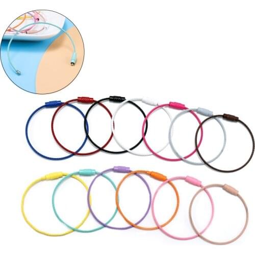 10pcs Colorful Stainless Steel Wire Keychain Cable Rope Key Holder Screw Lock Keyring 13 Colors Key Chain Rings Jewelry Gifts