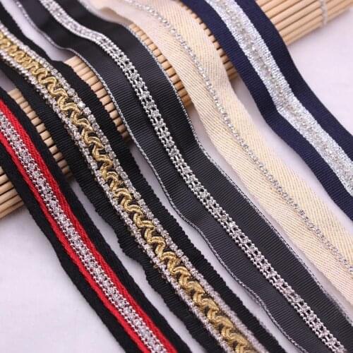 10Yards Black Metal Chain Ribbon Trim Silver Beads Rhinestone Beads Lace Trim diy accessories lace decoration clothes bags shoes