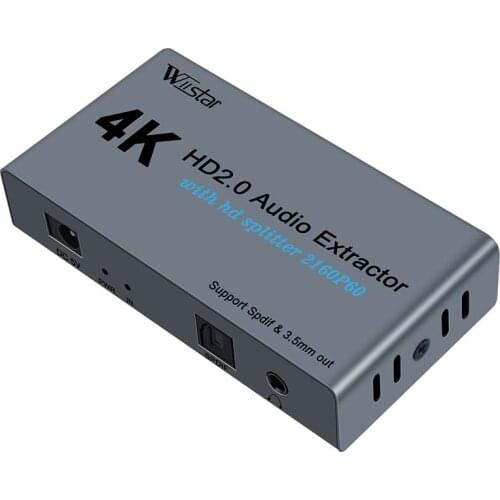 1x2 HDMI Splitter Spdif 3.5MM Audio Extractor HDMI 2.0 Ultra 4K 1 in 2 Out 4K60HZ HDR 3D Full HDMI 1080P With power adapter