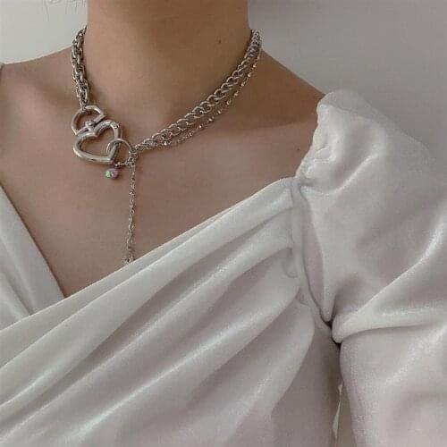 2021 Trend Female Chain Fashion Alloy For Women Heart Lock Pendant Necklace Cute Choker Jewelry