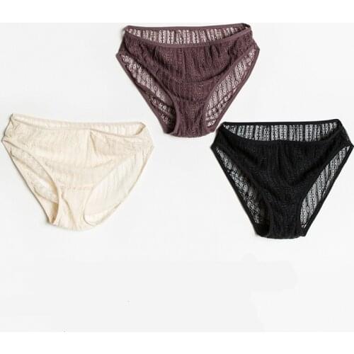 3 pack Womens 100% Silk Lining Mesh Sexy Panties Briefs Underwear Lingerie S M L TG003