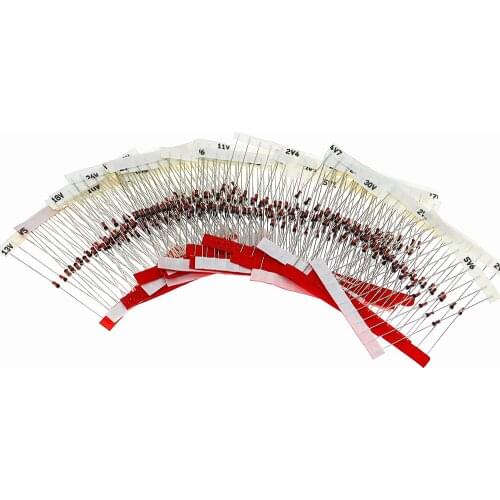 300PCS=30Values*10pcs 2V~39V Diode kit 0.5W Zener Voltage Regulator 39V 30V 27V 24V 22V 20V 18V 16V 15V 13V 12V 11V 10V 9v1 8v2
