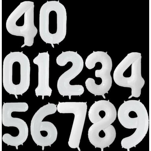 40inch Large White Number Balloons 1 2 3 4 5 6 7 8 9 Foil Balloon Birthday Party Decorations Figures Globos Baby Shower Ball