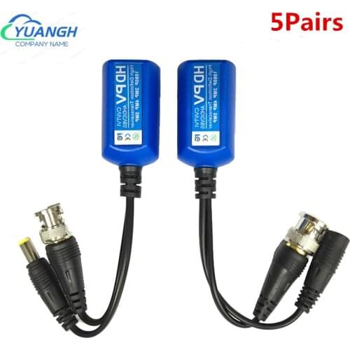 5 Pairs 5MP CCTV Video Balun Coax BNC Video Power Balun Transceiver Connectors to CAT5e 6 RJ45 Connector