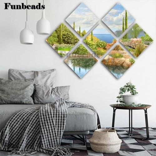 7 Pieces diamond painting Mediterranean garden green natural landscape full round/square drill embroidery room Decor FF4327