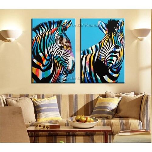 Fast Delivery Hand Painted Blue Zebra Oil Painting on Canvas High Quality Animals Paintings for Home Decor Wall Painting