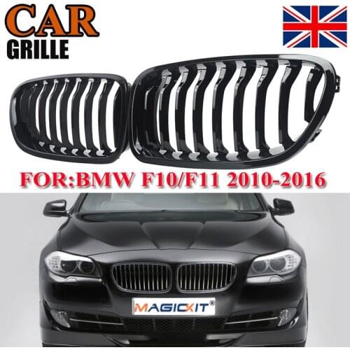 MagicKit 2X GLOSSY BLACK FRONT KIDNEY GRILLE GRILL FOR BMW 5-SERIES F10 F11 M5 2010-2016