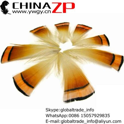 CHINAZP Factory 100pcs/lot Natural Golden Pheasant Tippet Feathers for Wedding Dresses Decorations