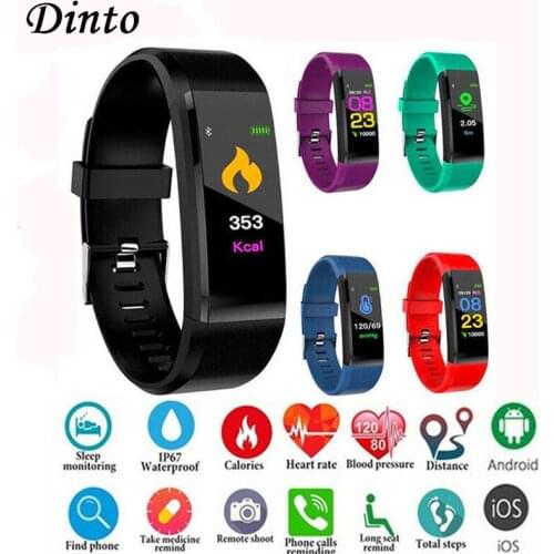 Dinto 115 Plus Heart Rate Monitor Blood Pressure Bracelet Fitness Tracker Smart Watch Sport Smartband Wristband for IOS Android