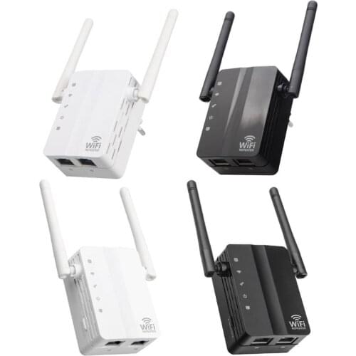 2.4G Wireless WiFi Repeater Dual Band 300Mbps Signal Amplifier Booster 2 Antennas WiFi Range Extender Wlan LAN Port Router