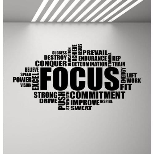 Focus Wall Decal Motivational Sign Gym Quote Word Poster Fitness Sport Vinyl Sticker Inspirational Bedroom HomeGym Decor G149