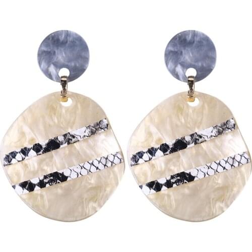 Geometric Retro Round Acetic Acid Plate Acrylic Earrings Tide Simple Temperament Sweet Personality Earrings Jewelry