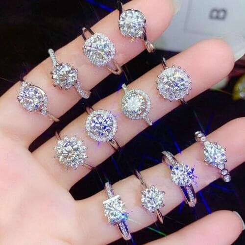 High Quality Real Moissanite Ring For Woman Girl Diamond Rings GRA 925 Silver Classic Simple Wedding Rings JF-28