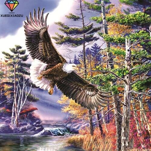 XUEQIXIAOZU Full Round eagle Diamond drawing Diamond embroidery 5D DIY Diamond setting Mosaic painting Home decoration gifts New