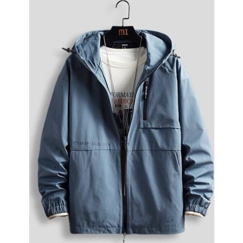 Spring Summer Bomber Hooded Jacket Men Casual Slim Patchwork Windbreaker Jacket Male Outwear Zipper Thin Coat Clothing AU-211