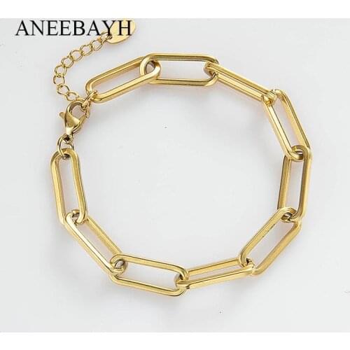 Trendy Stainless Steel Square Chain Bracelets & Bangles For Women Chunky Acier Inoxydable Geometric Bracelet Bijoux Wholesale