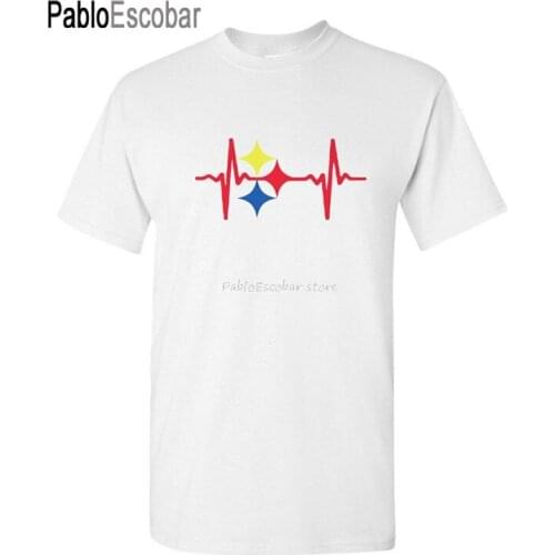 Men summer t-shirt brand tops euro size Steelers Heart Beat Custom Mens T-Shirt Tee S-3Xl New-White Diy Prited Tee Shirt