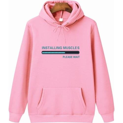 2020 Fashion funny Hoodies Long sleeves Hoody men Fashion doodle INSTALLING MUSCLES Print jacket with hat men casual men brand