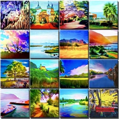 Landscape Diy Abstract Digital Painting By Numbers With Frame Wall Art Canvas Acrylic Painting Unique Gift Home Decor Adults Kit