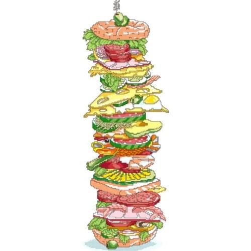 Top Quality Lovely Hot Sell Counted Cross Stitch Kit Giant Tall Sandwich Bread Cake Food