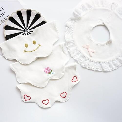 360 Degree Baby Stuff Cotton Baby Bibs with Lace Embroidery Baby Girl Bibs False Collar Infant Bib Cute Newborn Toddler Scarf