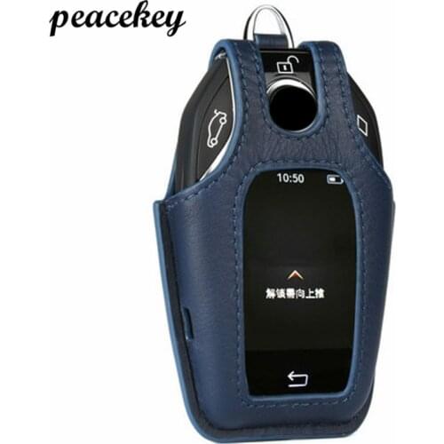 Peacekey Genuine Leather Car Key Sticker For Bmw 2017 2018 7 Series 730Li 740Li 750Li 760Li For Bmw Key Case Cover For BMW
