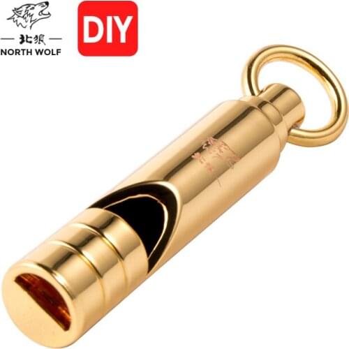 New Survival Whistle Emergency EDC Tool Outdoor Gear Camping Copper Sounder Plated Gold Engraving 110dB