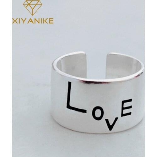 XIYANIKE 925 Sterling Silver Engagement Rings Vintage Simple Width Smooth Handmade Finger Jewelry for Women Size 16mm Adjustable