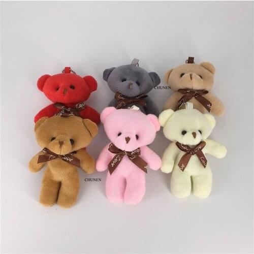Wholesale 120pcs/lot Wedding Bear plush toy , Mix Colors- 10CM Stuffed animal bear Plush doll