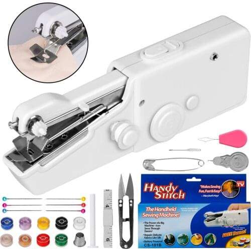 Portable Mini Electric Cordless Handheld Sewing Machine kit with Accessories Quick Repairing for Home Travel/Clothes/Denim/Silk