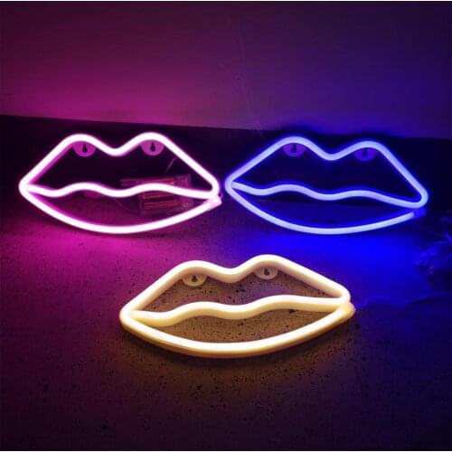 Portable Useful Battery Operated LED Decorative Light Safe Lips LED Signs Unique Design for Bar
