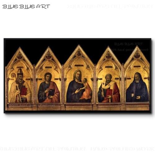 Hand-painted High Quality Badia Polyptych Portraits Oil Painting on Canvas Religion Wall Art Badia Polyptych Classical Painting