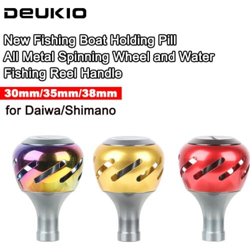 DEUKIO 30/35/38mm Fishing Reel Handle Knob All Metal Colorful Diamond-shaped Hole Rocker Knob for Shimano Daiwa Spinning Reel