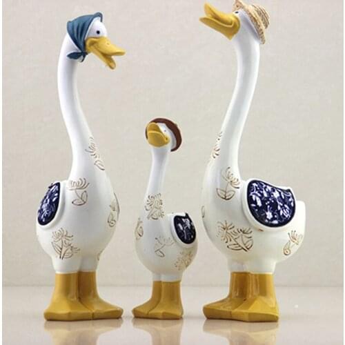 Countryside Duck Family Figurine TV Cabinet Desktop Animal Statue Decoration
