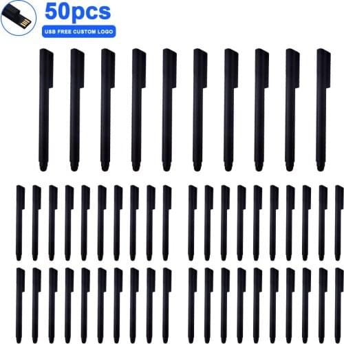 Ballpoint pen 50pcs free logo USB 2.0 Flash Drives 64gb 128gb usb 8GB 16GB 32GB metal pen usb flash pendrive USB menory stick