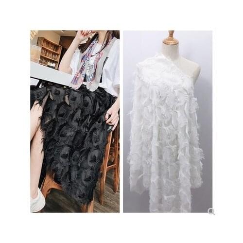 Chiffon Eye Flower Fabric Peacock Feather Cut Tassel Clothing Handmade DIY Fashion Fabrics