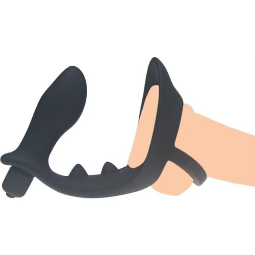 Silicone 10 Speed Vibrating Anal Butt Plug Vibrator Cock Ball Ring Stretcher Penis Vibrator Ring Prostate Massager Anal Sex Toys