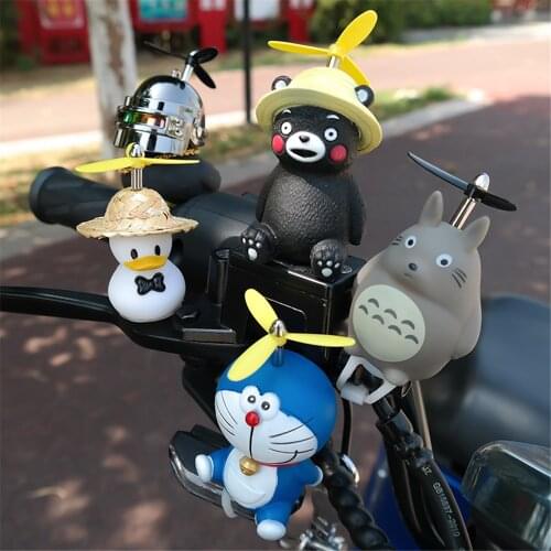 Luminous little yellow duck helmet bamboo dragonfly propeller car electric car motorcycle bicycle decoration car decoration