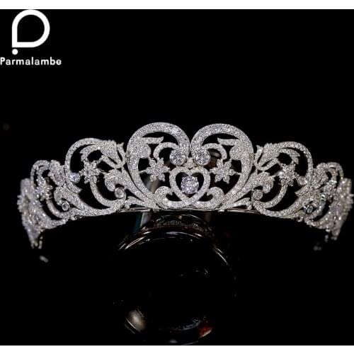 European Crowns Diana Wedding Tiaras AAA Cubic Zirconia Headwear Sweet Princess Bridal Hair Accessories Headdress for Women