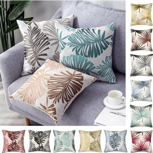 Creativity Leaves Decor Linen Throw Pillow Cases Sofa Couch Chair Decorative Cushion Covers Home Decoration 45x45cm