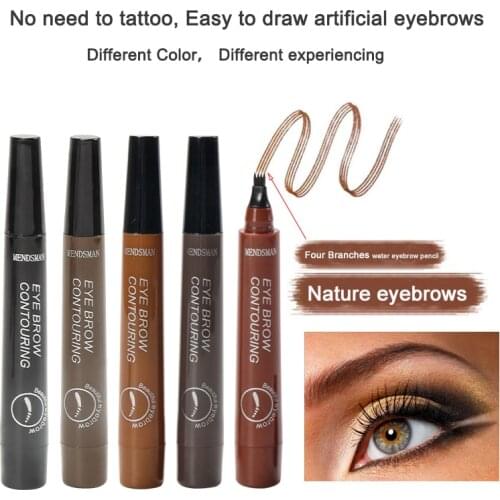 5 Colors Eyebrow Pen Waterproof 4 Fork Tip Eyebrow Tattoo Pencil Cosmetic Long Lasting Natural Dark Brown Liquid Eye Brow Pencil